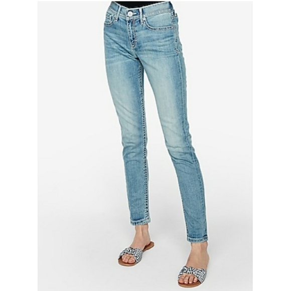 Express Denim - Express Mid-Rise Light Wash Jean Legging